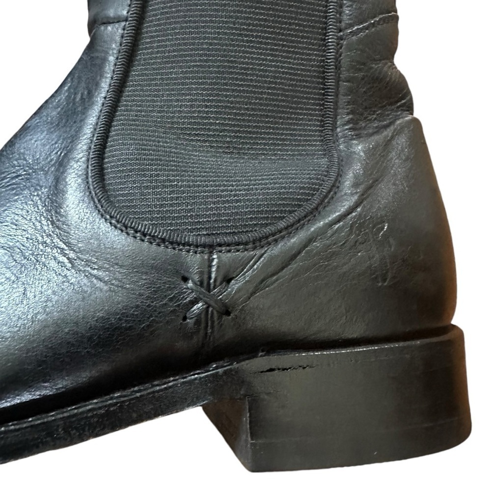 Frye Side Stretch Black Leather Knee High Riding Boots Size 6 - Picture 5 of 14